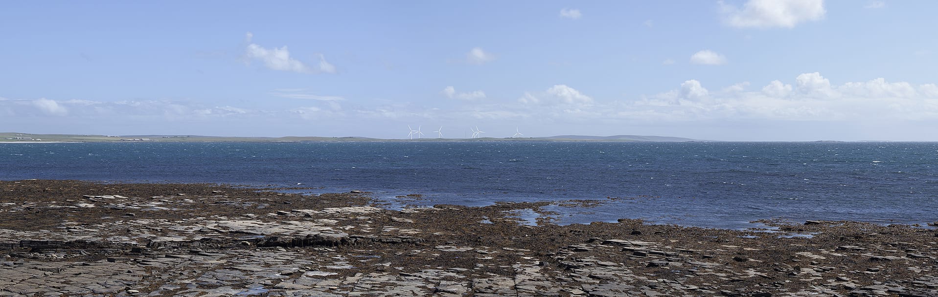 View from south coast of Westray to Faray Wind Farm.
