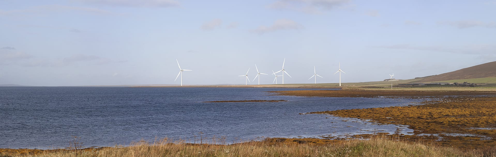 Visualisation of the Quanterness Wind Farm heading east towards Kirkwall on the A965.