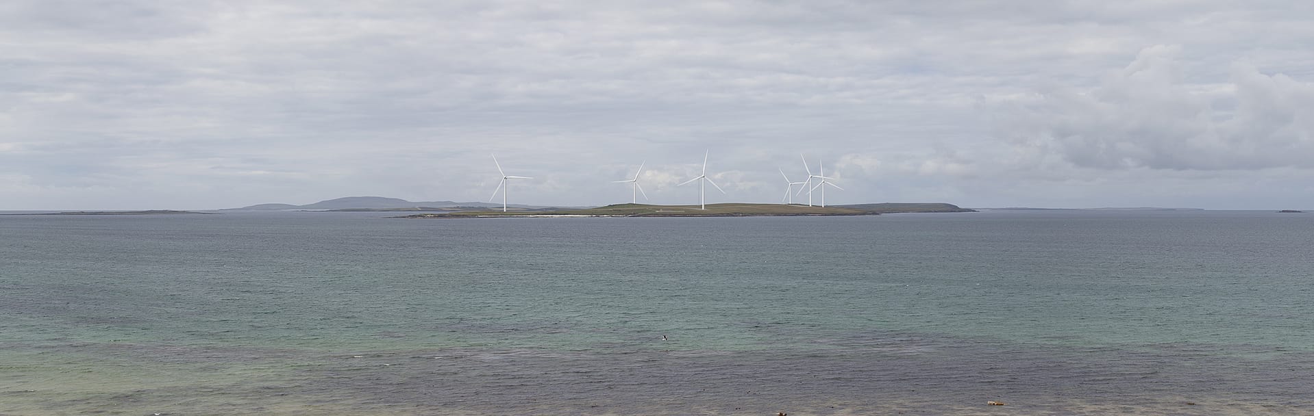 View from west coast of Eday to Faray Wind Farm.